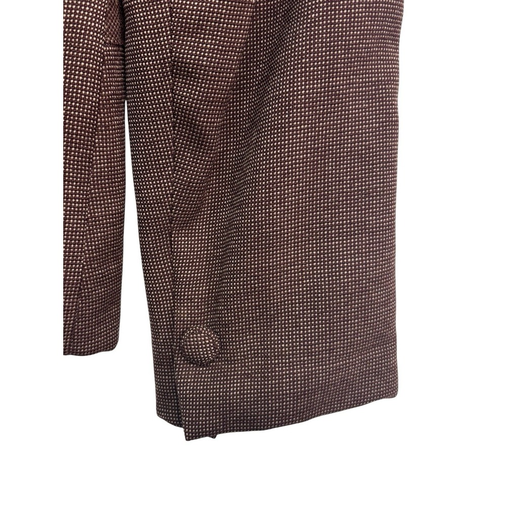 vtg 1940s Womens Small 6 Brown Birdseye Tweed Peplum Tailored Jacket Blazer - Picture 5 of 14
